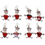 Set of 10 Dancing Heart Earrings in Red